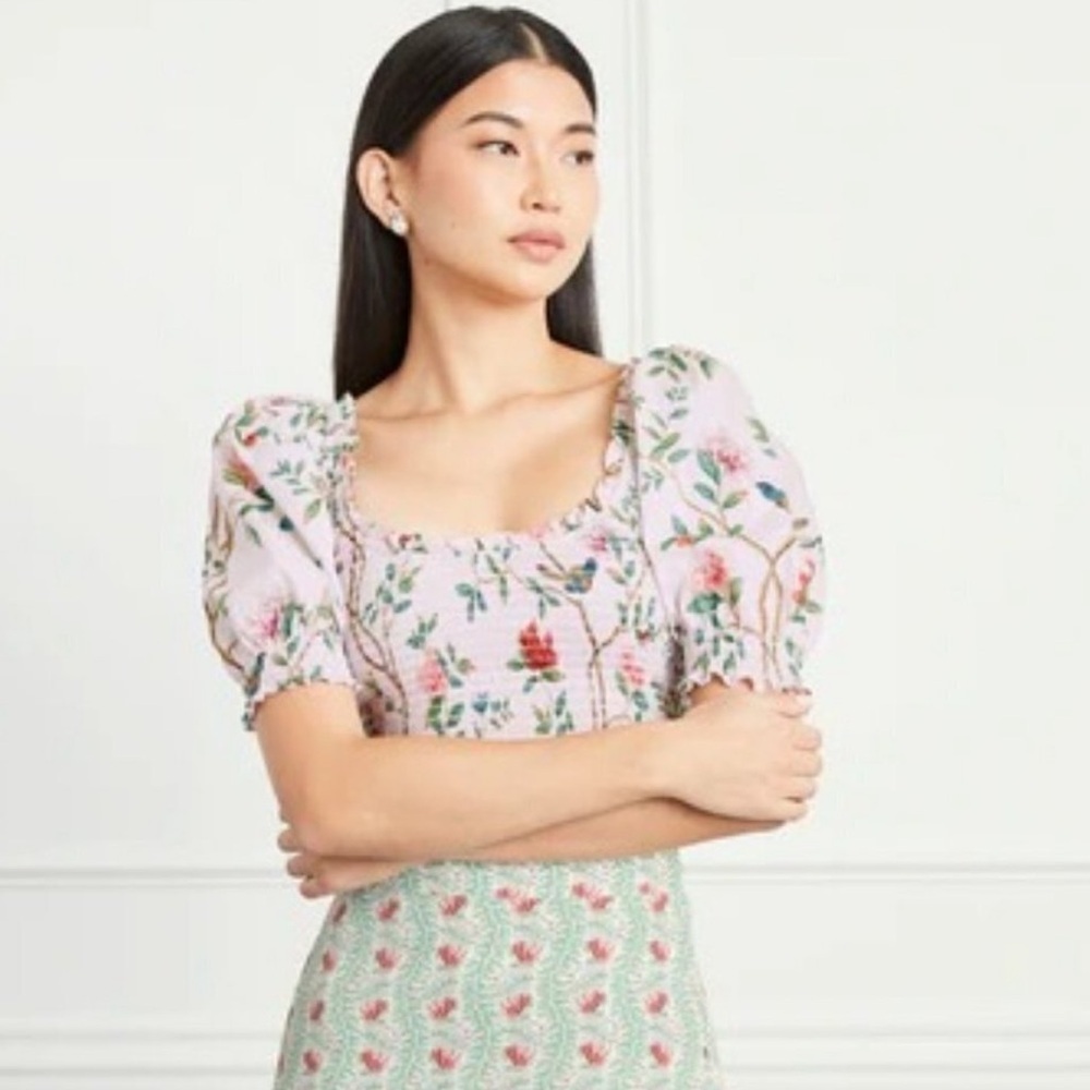 Hill House Pink Floral Puff Sleeve Blouse